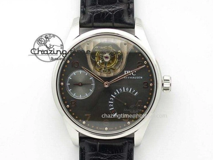 MIROTIME 0115 Portuguese IW371415 ZF 1:1 Best Edition RG Black dial On Brown Leather Strap A Modern 7286